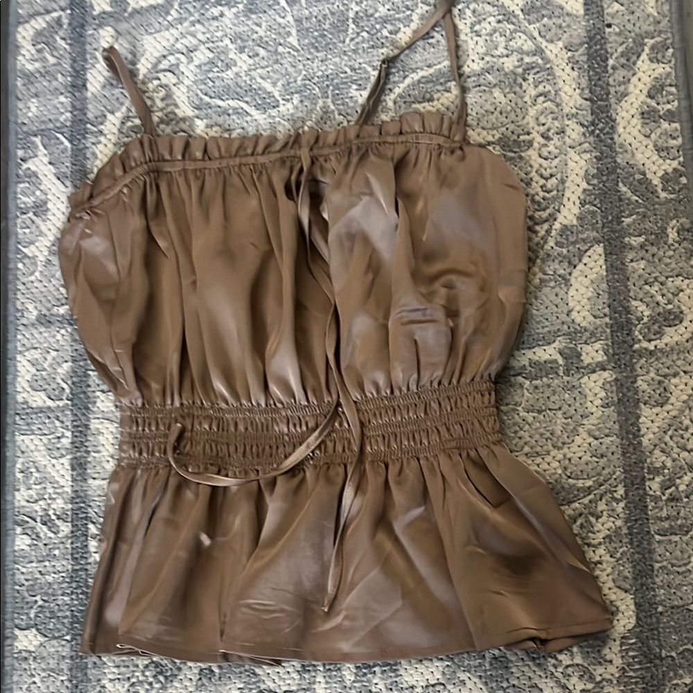 Mine Gold Smocked Peplum Camisole